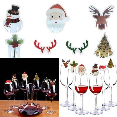Customize Your Wine Glasses Set of 10 Santa Hat Cup Cards for Christmas