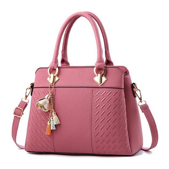 Damen-Handtaschen aus Leder mit Quaste und Stickerei, Schultertasche mit Tragegriff oben
