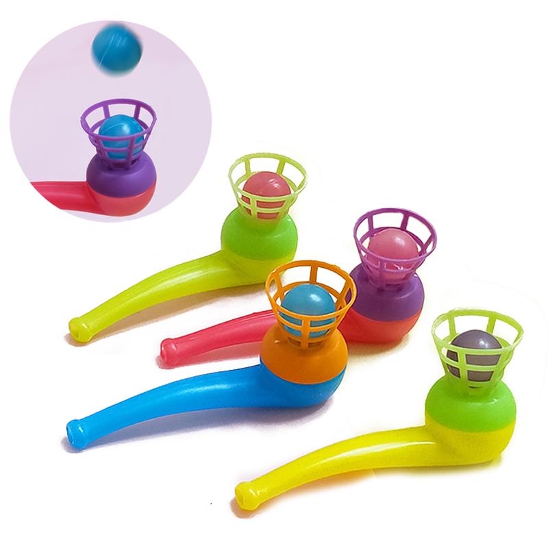 10pcs Funny Plastic Tube Blowing Ball Balance Toy Outdoor Sports Game Children's Fun Body Training Learning Toy