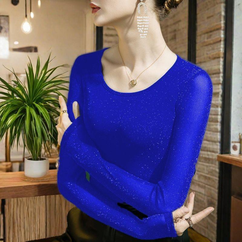Et   T-shirt élégant à manches longues en maille pour femme, coupe slim