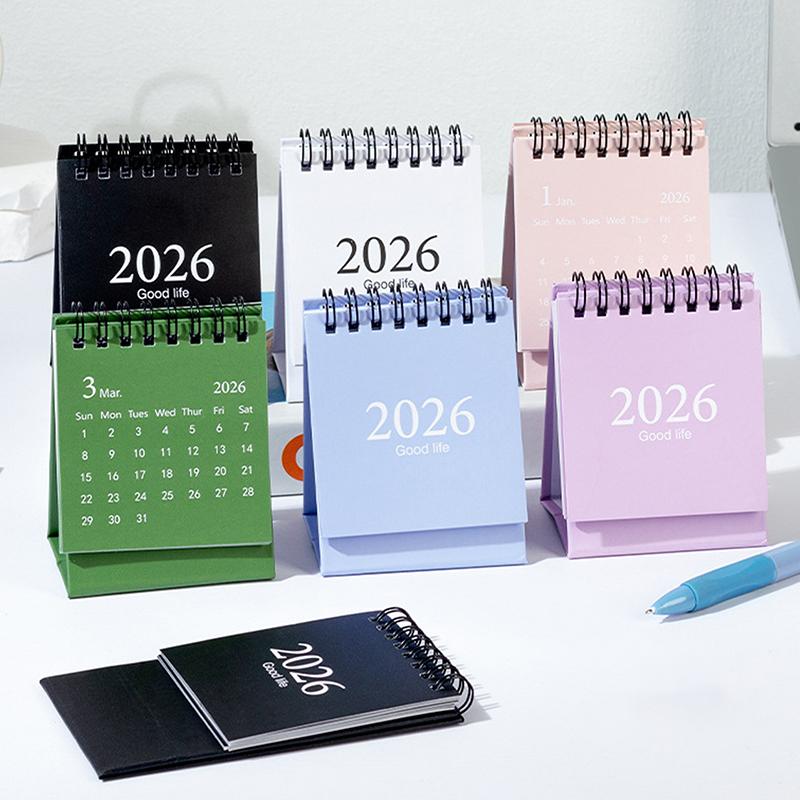 2026 Simple Calendar Small Desk Calendar Creative Coil Calendar Planner Desktop Decoration Office Stationery