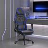Vidaxl Gaming Armchair with Footrest, Black-Blue, Faux Leather