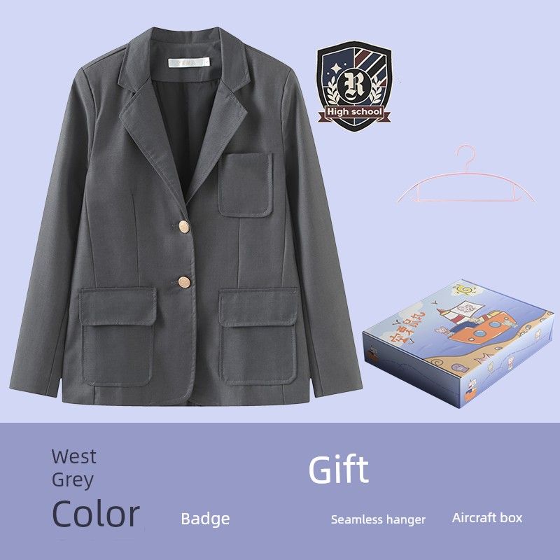 

Empty Chestnut Ball JK Suit Outwear Two Buttons Japanese Style Original Authentic for Schools Preppy Style Student Spring and Autumn Suit Female Grey suit + badge + seamless hanger M