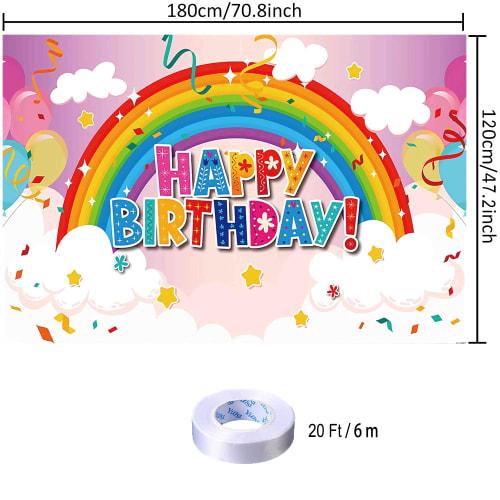 Rainbow Birthday Tapestry, Birthday Decoration Tapestry, Stylish Rainbow Birthday Wall Hanging Photo Backdrop, Rainbow Happy Birthday Party Photo Post