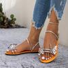 2026 Women's Sandals Summer Comfortable Casual Shoes Flat Slippers Women's Shoes Beach Butterfly Gold Footwear