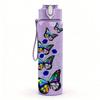 1PC Rainbow Butterfly Art Pattern 750ml Color Plastic Sports Water Bottle Leakproof Flip Straw Lid Suitable for Sports Office Home Use