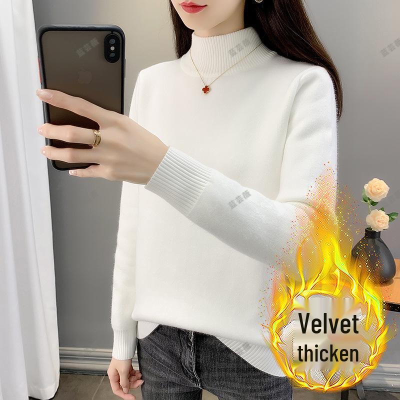 2025 Autumn/Winter Women's Plus Size Knit Fleece Sweater - Slimming, Cozy Inner Layer, Warm and Stylish.