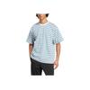 Adidas Originals Stripe T-Shirt Fashion Versatile Round Neck Short Sleeve Men Tops White Blue Light-Orange KB8355