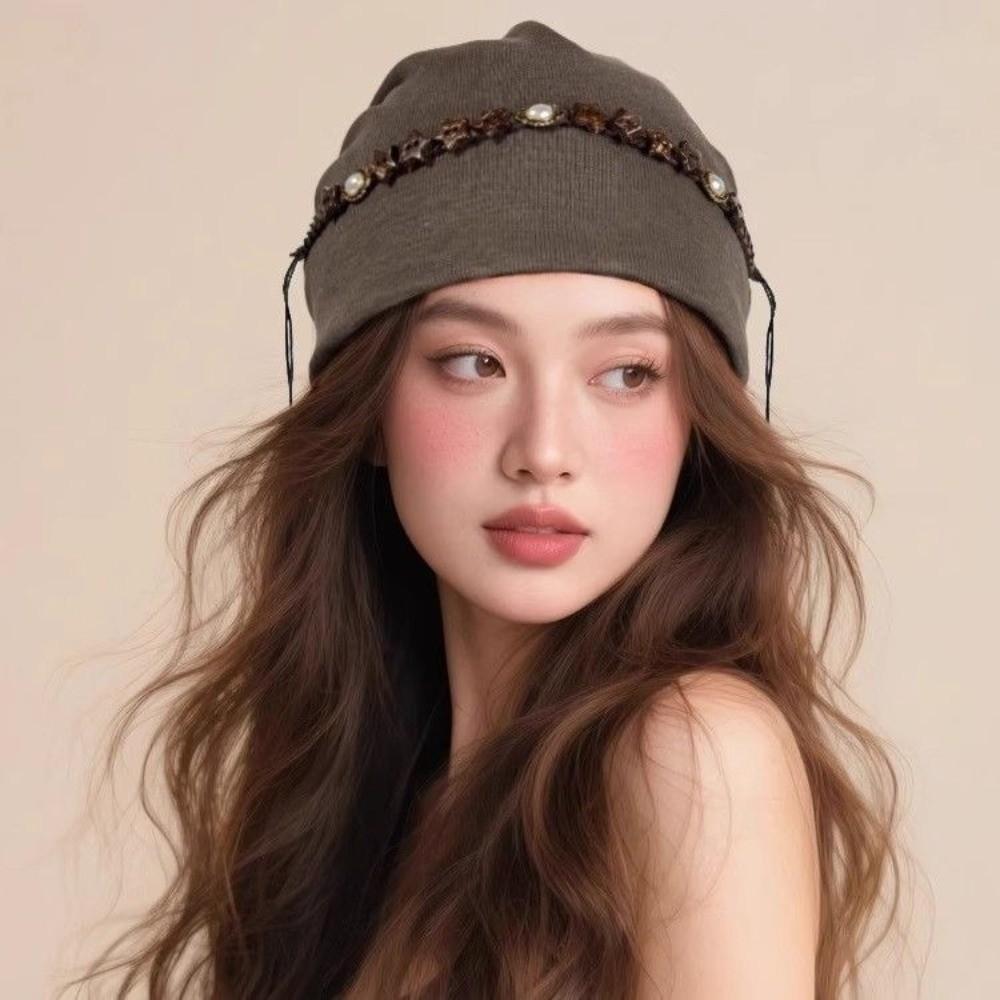 Vintage Beanies Cap Ethnic Style Pullover Hats Fashion Y2k Baggy Cap Women