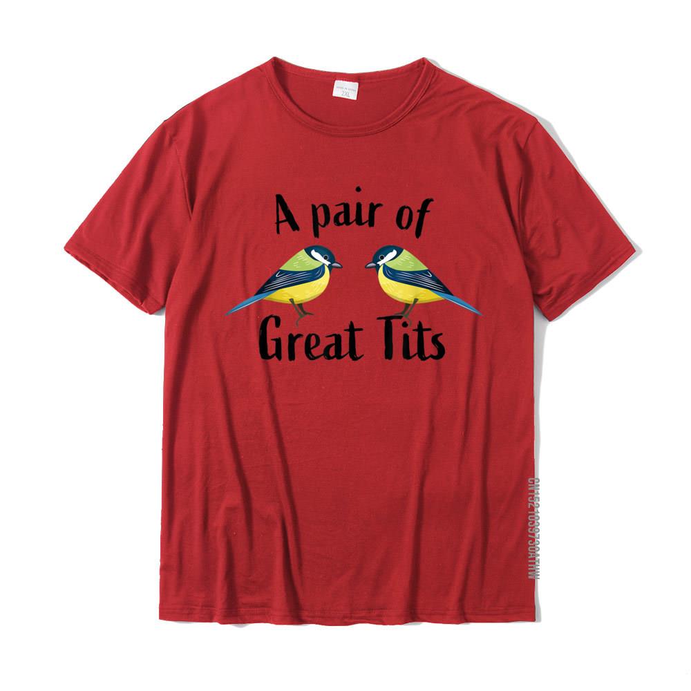 

A Pair Of Great Tits Funny Bird Gift TShirt Street Custom Tops T Shirt Prevalent Cotton Men T Shirt S
