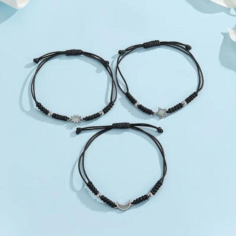 

3 человека Светящийся Браслет Солнце Луна Звезда Подруги Хорошие Друзья Вечный Сияющий Браслет Свидетель Токен Плетеная Веревка Single luminous Sun black rope bracelet