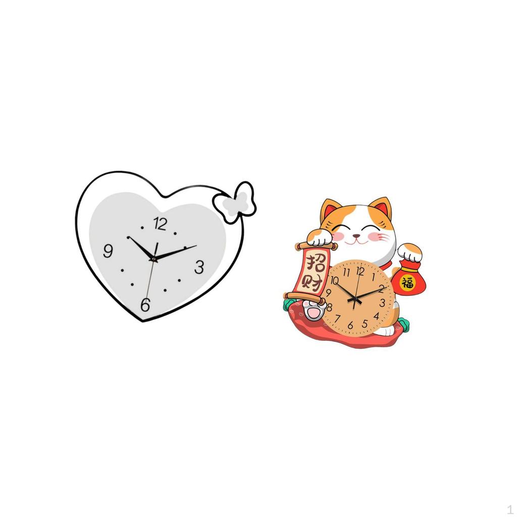 Creative Acrylic Cat Clock Silent Non Ticking Decorative Art for Study Room Office Bedroom Children