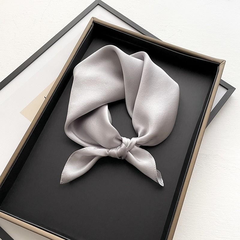 Lightweight Silk Scarf Women 53x53cm Pure Color Square Neck Elegant Minimalist Accessory