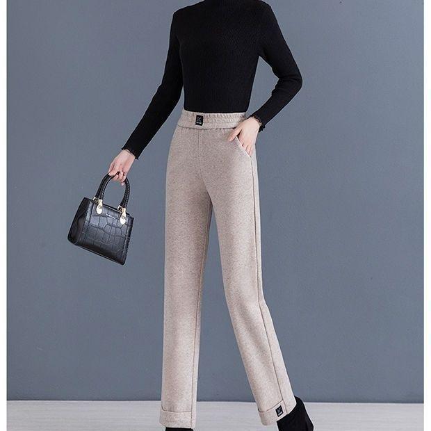 

Women s Velvet Wool Wide Leg Winter Pants - Middle-Aged Mother s Versatile Long Outerwear M