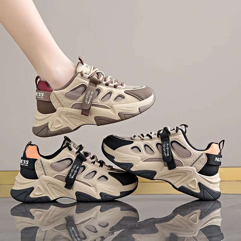 Stepping On Shit Mesh Sneakers Women's Explosion 2025 New Summer Showing Feet Small Thick-soled Breathable Dad Shoes