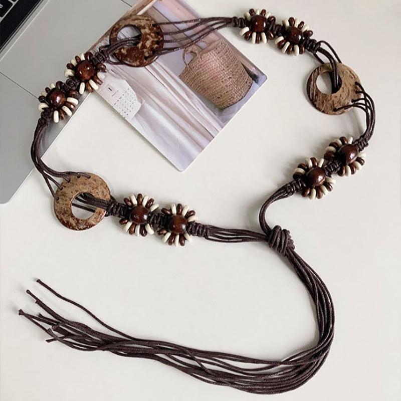 Vintage Ethnic Style Handwoven Waist Rope Women'S Dress Decorative Waist Chain Versatile Bohemian Y2K Belt