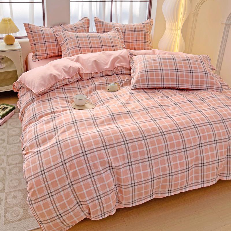 Einfaches Baumwoll-Vierteiliges Set - Weiche und Glatte Bettlaken und Kissenbezüge Bettwäsche-Set