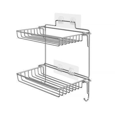 Stainless Steel Folding Storage Rack with Hook and Non Punching Bathroom Storage Rack