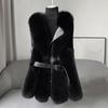 Women Winter Vest Coat Thick Fluffy Fur Cozy Faux Solid Color Sleeveless Button