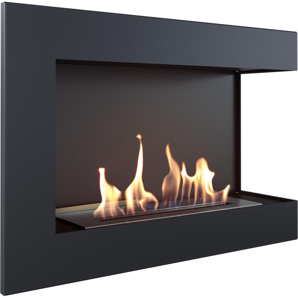 Wall mounted Bioethanol fireplace DELTA right-sided 70 cm TÜV