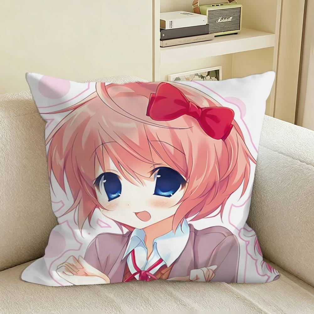 DDLC Game Sayori Square Sofa Pillow Cover Solid Color Living Room Home Decor Cushion Case