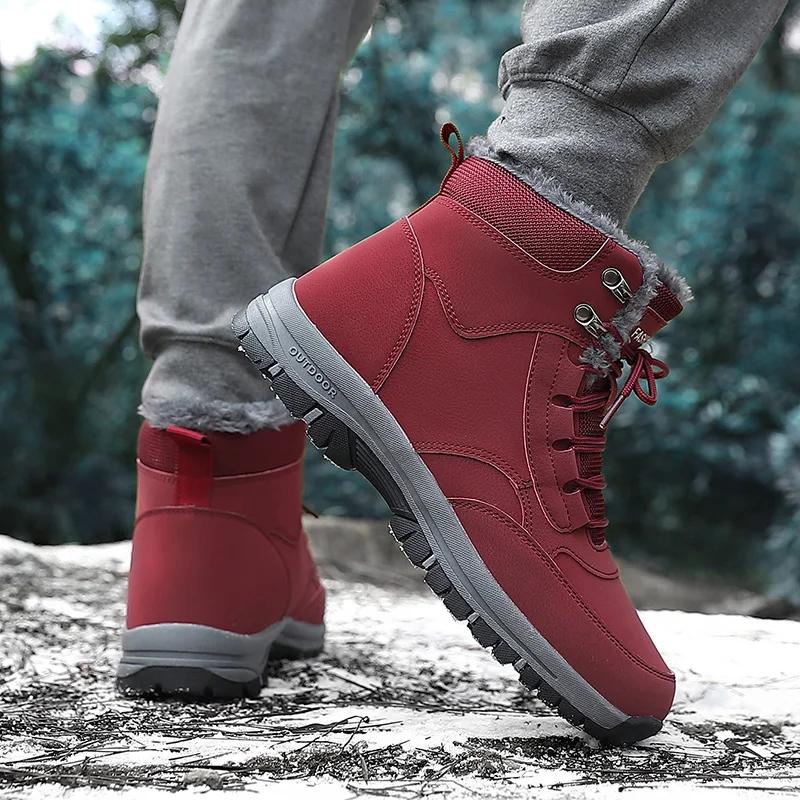 Men Boots 2024 New Winter Slippers Warm Men Shoes Waterproof Non-Slip Plush Sneakers Male Tenis Shoes Boots Men Sneakers Winter