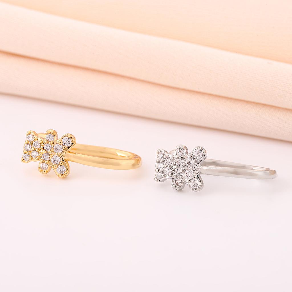 Delicate Cartoon Cute Bear Nose Clip Cute Simple Bear Shape No Piercing Nose Ring Versatile Zircon Nose Stud