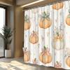 1pc Watercolor Pumpkin Bow Shower Curtain - Orange Pumpkin with Pale Pink and Teal Bows, Delicate Floral Decoration, with Hook
