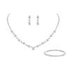 Bridal Party Jewelry Set With Zircon Water Drop Necklace Earrings And Bracelet For Weddings