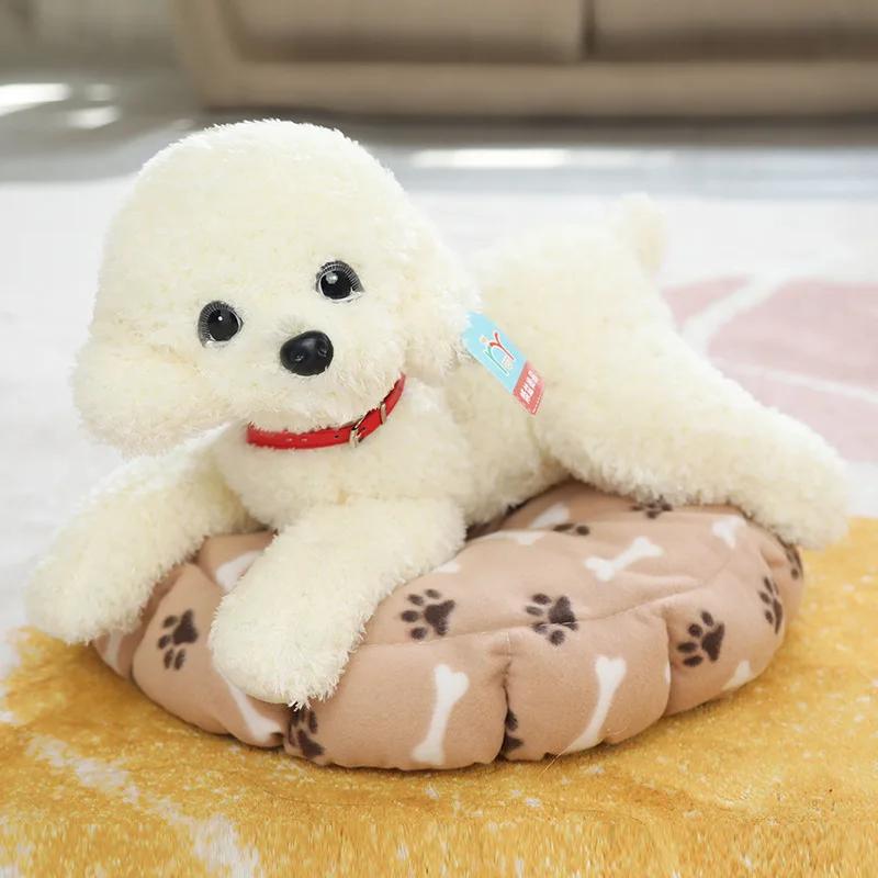 Soft Realistic Teddy Dog Plush Toy Cute Stuffed Puppy Doll Lovely Gift for Baby Kids Girls Birthday Present