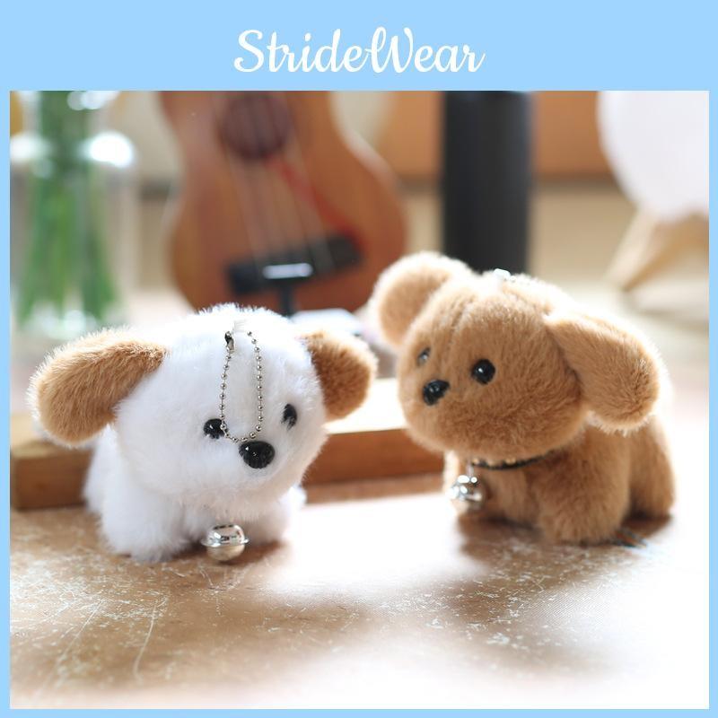 Dog Animal Stuffed Keychain Wagging Tail Short Fur Plush Toy Bag Decor Accessory