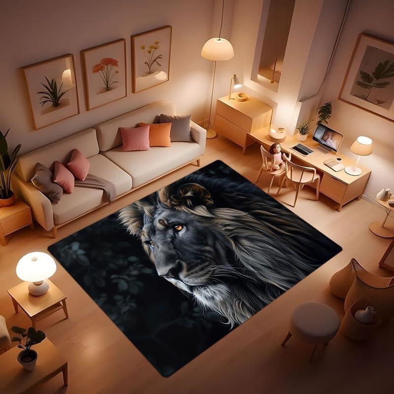 Anime Lion and Tiger Carpet Rugs for Bedroom Carpets for Living Room Anti Slip Floor Mat Washroom Floor Mat Anime Rug