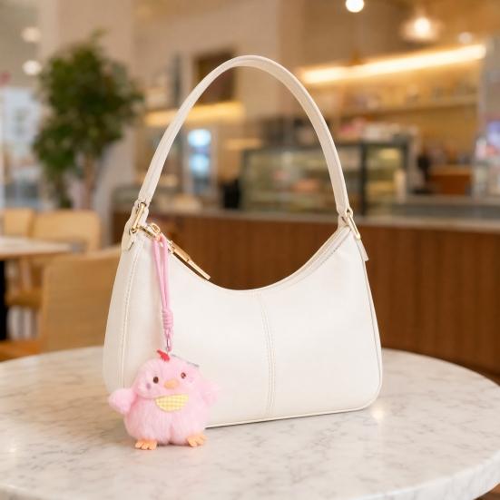 Yousheng Plush Chicken Pendant Keychain, Embroidered Auspicious Words Design, with Squeaking Backpack Charm for Kids Adults