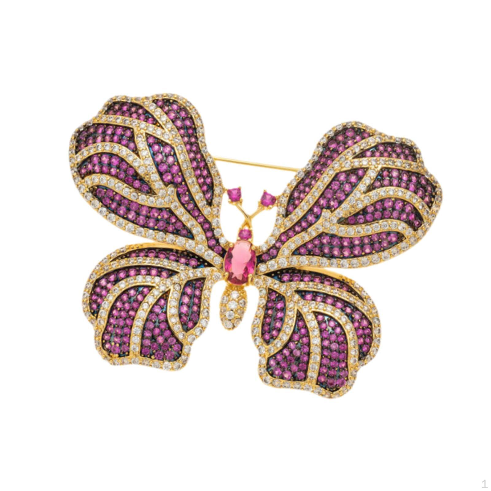 

Брошь-булавка в виде бабочки для женского торжественного наряда ярко-розовый