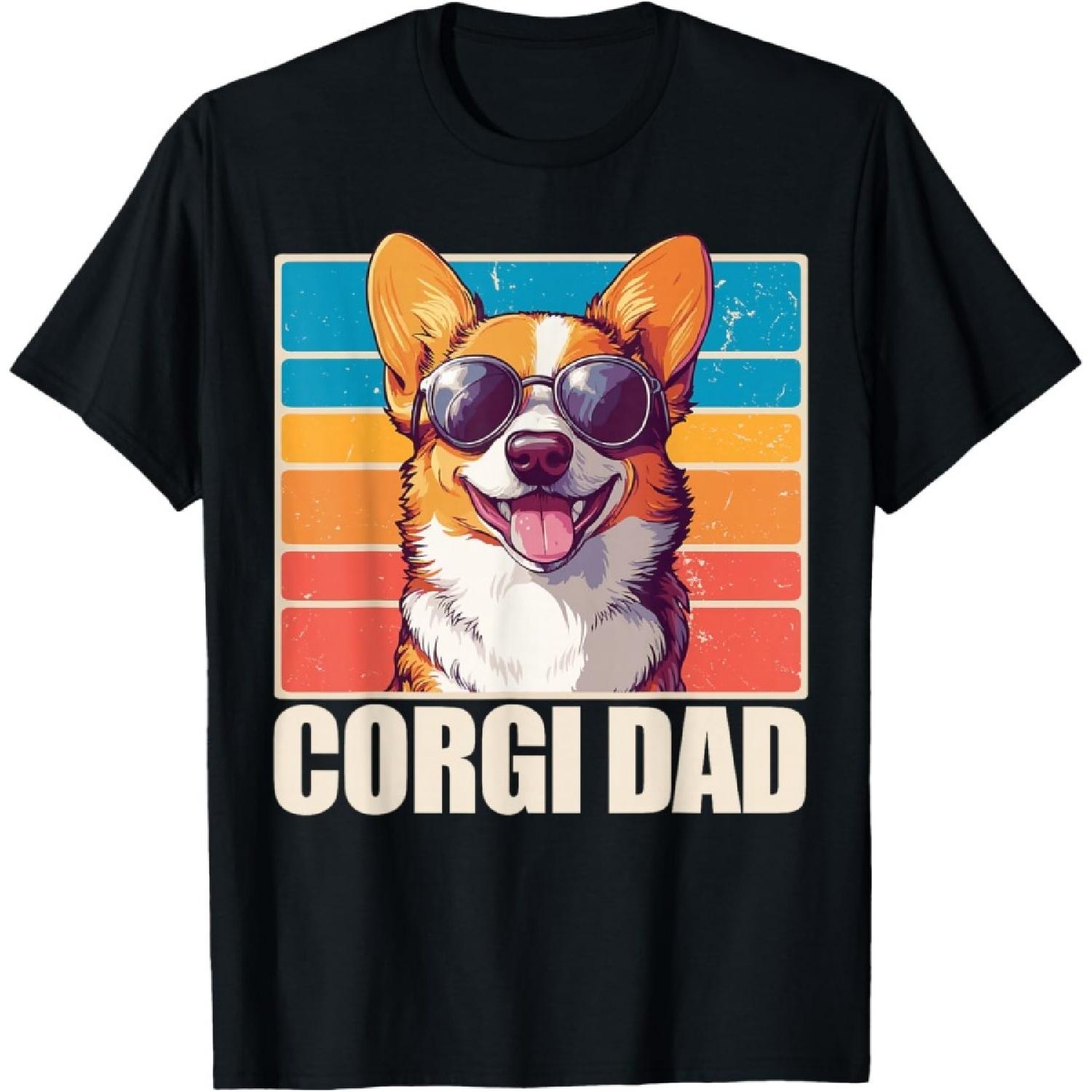 Corgi Dad Unisex-Adults Black Small Classic Fit Short Sleeve Cotton Polyester Blend T-Shirt S
