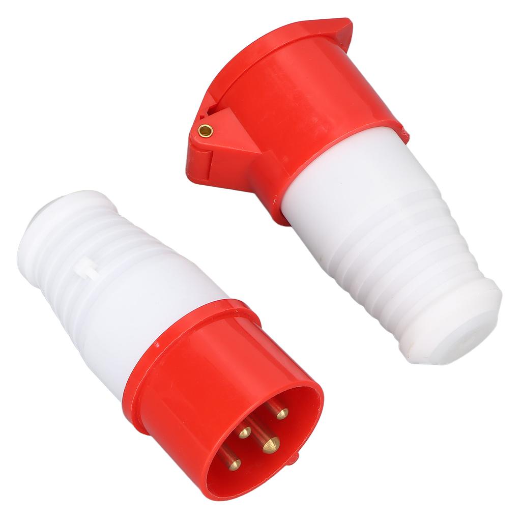 2pcs Industrial Plug Socket IP44 Waterproof 4 Pin Red CEE Male Female Connector for Agriculture