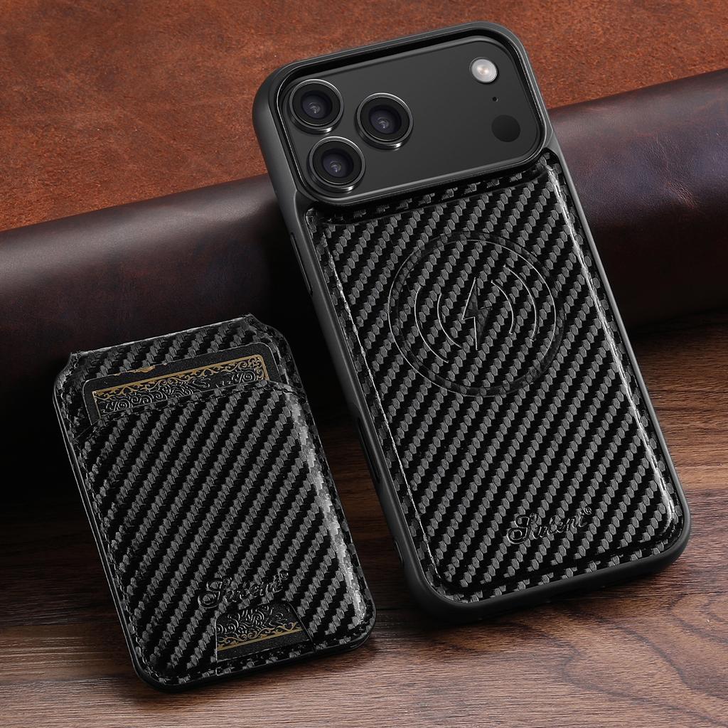 Phone Case with Card Holder for iPhone 18 17 16 15 14 13 12 Pro Max Air Plus Carbon Fiber Aramid Style for Magsafe Cover K0029
