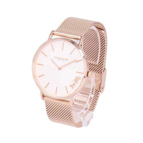 Coach Perry 36mm Watch with Mesh Strap, Silver and Pink Gold, 14503126, Women's