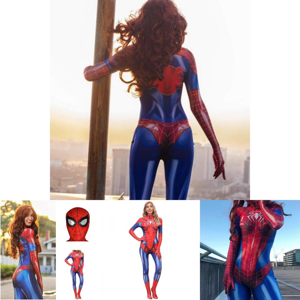 Fantasia Cosplay do Homem-Aranha Sexy Macacão Para Mulheres Roupa de Festa de Halloween
