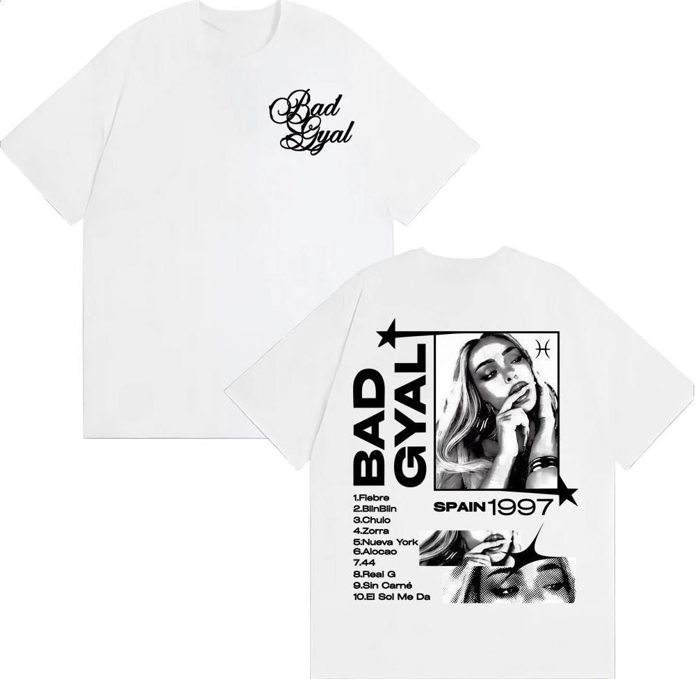 Singer Bad Gyals Album Tour Graphic Tshirt for Men and Women Hiphop Summer Print Pure Cotton Casual Shortsleeved top