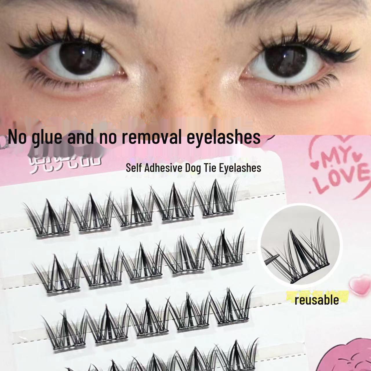 

Самоклеящиеся косые накладные ресницы Doudoutian Fox Series - без клея, прозрачные, густые, завитые