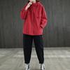 Primavera Otoño Mujer Talla Grande Sobredimensionado Chaquetas Chaqueta con Capucha Algodón Abrigo Negro Abrigo Rojo Negro