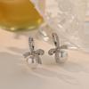 New Fashion Korean Simulated Pearl Bowknot Drop Earrings for Women Bohemian Round Ball Elegant Wedding Earrings Jewelry Gifts