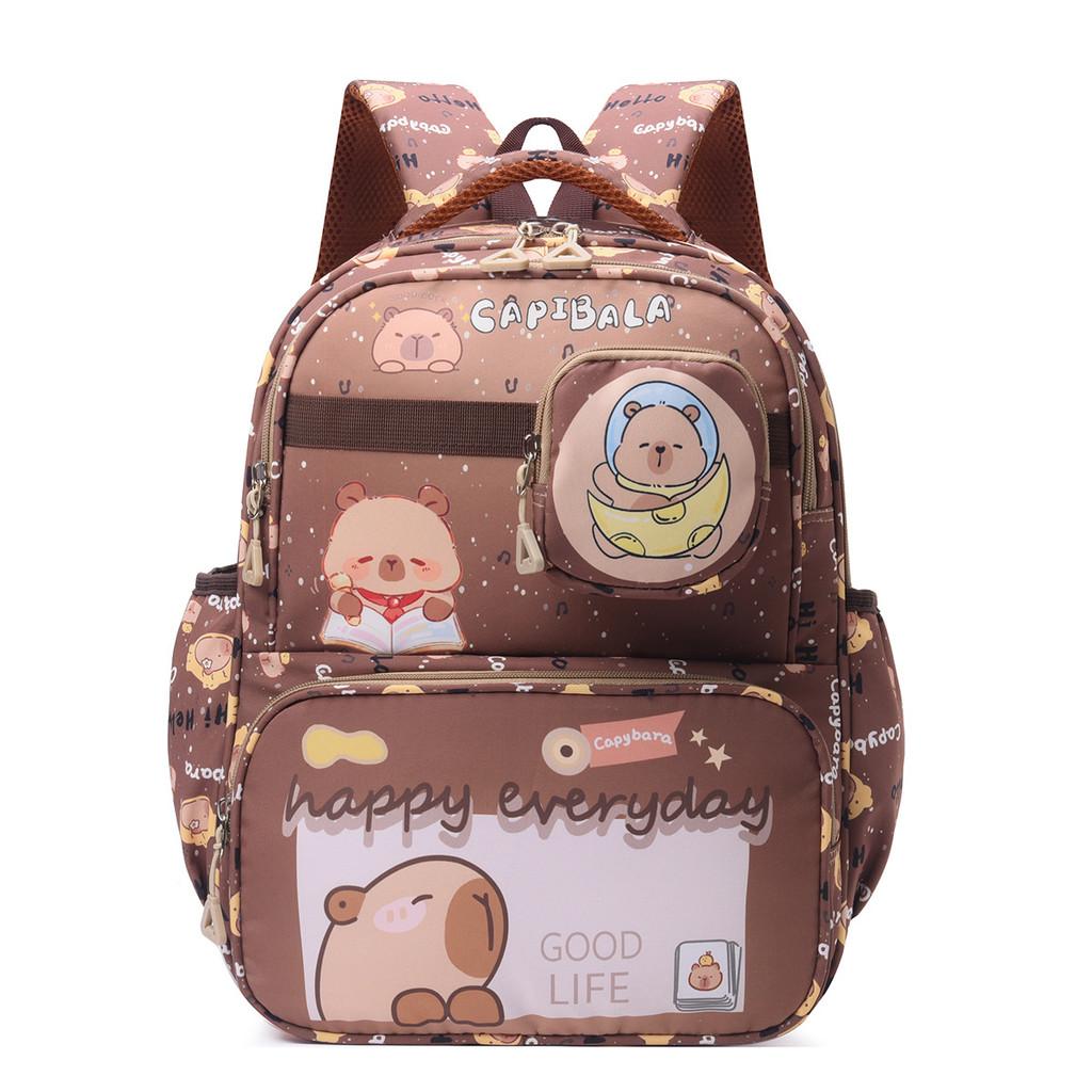 Cartoon Capybara Child Backpack Large Capacity Breathable Anti Water Splashing