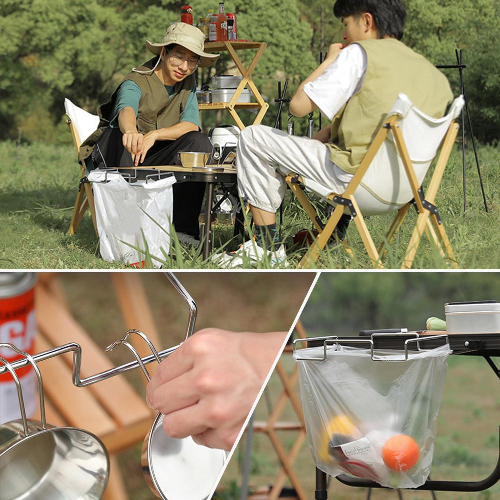 Stainless Steel Trash Bag Holder Portable Metal Support Stand Hanging Trash Bag Holder Rust Resistance for Indoor Outdoor