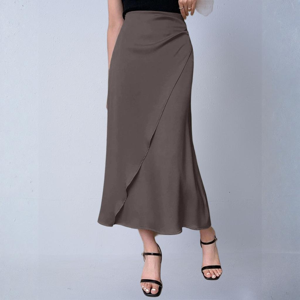 Women's Elegant And Fashionable Knitted -color Midi Skirt