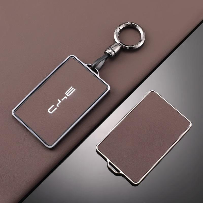 For BYD Tang DM Han EV Song PRO Qin PLUS DMI Auto Keyless Keychain Accessories Leather Car NFC Card Remote Key Case Full Cover