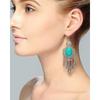 Valentinstagsgeschenk, oxidiertes Silber, schwarzes Metall, Messing und türkisfarbener Magnesitstein, hängende Traumfänger-Ohrringe für Frauen/Mädchen (blau)