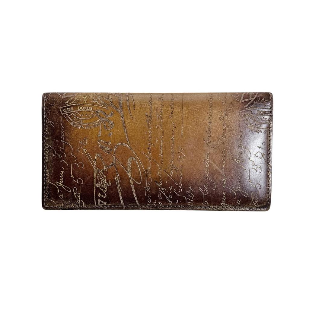 Berluti Calligraphy Long Wallet purse leather Brown unisex Used