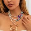 Übertriebene Großer Stern Anhänger Choker Halskette für Damen 2026 Trend Boho Imitation Perlen Stein Kette Grunge Schmuck Steampunk Geschenk